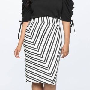 Eloquii Neoprene Black & White Skirt